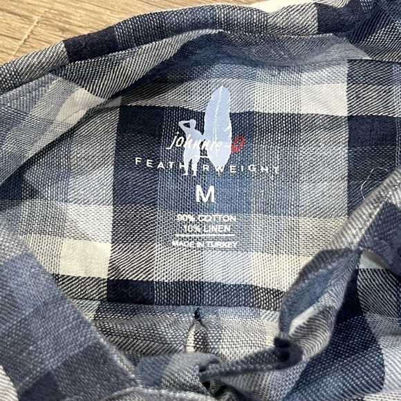 New Without Tags Medium Johnnie-O Featherweight Cotton Linen Blend Plaid Shirt - Picture 3 of 7